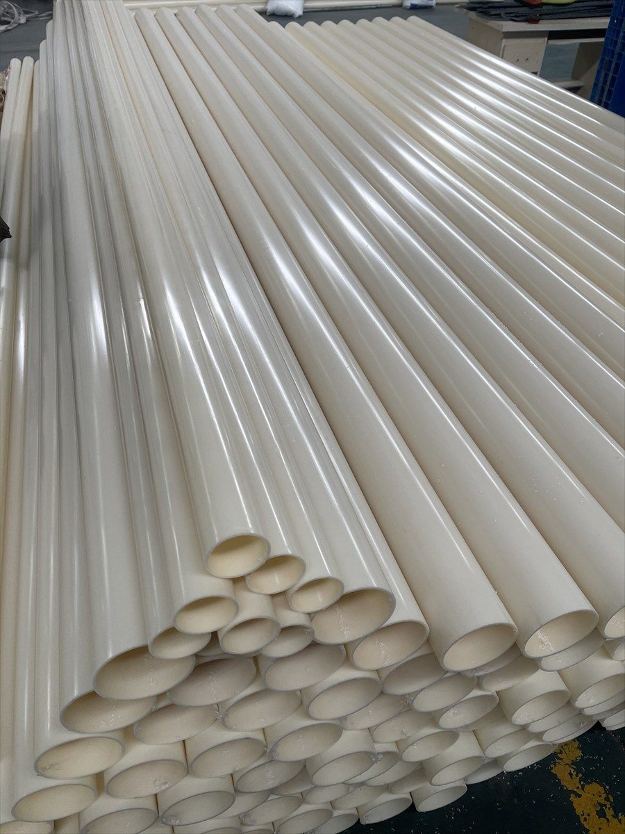 White ABS pipe in the workshop