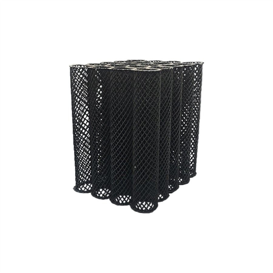 Degassing packing elements stacked upright on a white background