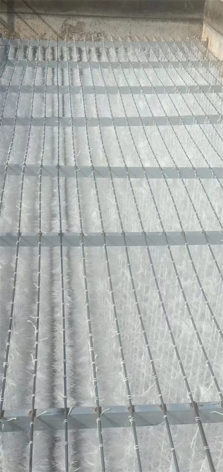 Elastic packing installed in a tank, viewed from above