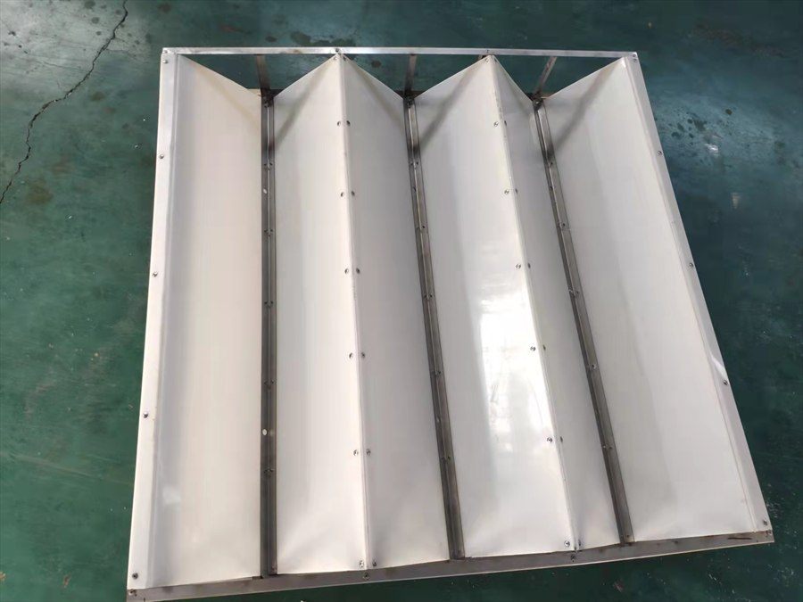 Assembled flocculation baffle module, top view