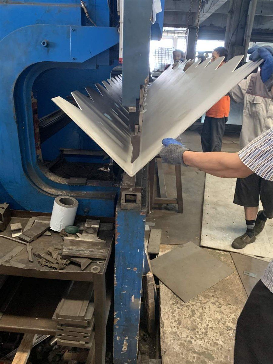 Stainless steel collection trough folded and welded in the fabrication workshop
