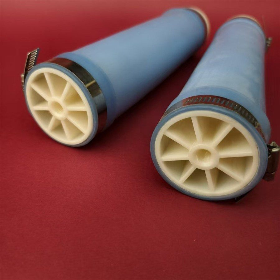 Close-up of a blue tube aerator membrane and end hub